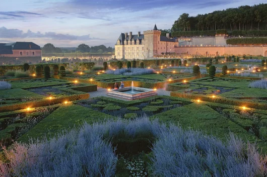 Chateau et jardins de Villandry à la nuit tombée