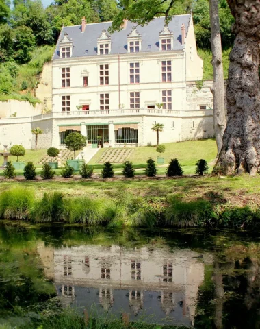 Vue sur le domaine depuis le bord du plan d'eau